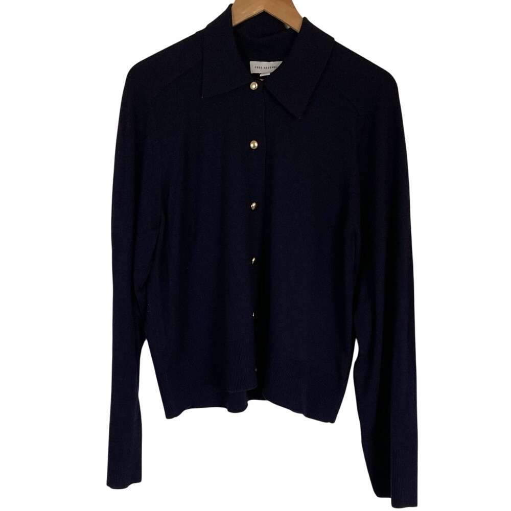 Free Assembly Womens Navy Gold Button-Up Cardigan Size 2XL Preppy Classic‎ NWT